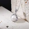 Yuebao Joyería Perla de Agua Dulce Natural Plata de Ley S925 Flor de Loto Estilo Chino Lujo Ligero Gama Alta Otoño e Invierno Colgante Anillo Pendientes