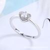 Anillo de Diamante Exquisito en Forma de Corazón para Estudiantes, Anillo Sencillo de Plata de Ley 925 para Mujer, Diseño Casual de Nicho