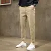 Pantalones Casuales Marrones de Hong Kong para Hombre, Nuevo Estilo Primavera y Otoño, Pantalones Rectos de Corte Delgado de Nueve Puntos, Pantalones de Traje