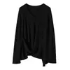 Suéter minimalista de punto fino de lana para otoño e invierno para mujer, cuello en V, cintura con lazo, adelgazante, adecuado como capa base o para cubrir