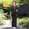 Traje Deportivo Casual de Terciopelo para Madres de Mediana Edad, Nuevo Estilo Otoño Invierno para Mujer, Marca de Ropa para Mujeres de Mediana Edad, Sudadera Gruesa de Alta Gama