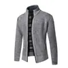Tejido de Punto con Forro Polar para Hombre Otoño e Invierno Europeo y Americano, Cárdigan de Cuello Alto para Hombre de Mediana Edad, Chaqueta de Corte Ajustado, Cálido, Casual y Versátil