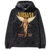 Cobain Nirvana Nirvana Banda de Rock Pesado Retro Viejo Lavado Otoño e Invierno Sudadera con Capucha de Serigrafía Directa para Hombre y Mujer