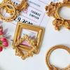 Estilo Europeo Estilo Victoriano Retro Resina Mini Ángel Ovalado Marco de Fotos Pequeño Marco para Colocar Joyas Aretes Collar