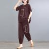 L ~ 4XL traje de talla grande MM200 kg moda de verano para mujer marea ins cubre vientre holgado deportivo de ocio traje de dos piezas