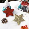 Nuevas decoraciones de Navidad 2026: Adornos de estrella de cinco puntas con purpurina dorada, Decoraciones para árbol de Navidad, Colgantes de estrella dorada tridimensionales