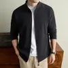 Sudadera con cremallera y cuello alto yingao para hombre, nueva, primavera y otoño, juvenil, casual, estilo old money, chaqueta abrigo de punto