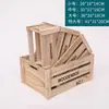 Caja de Madera Retro Marco de Madera Caja de Almacenamiento de Madera Maciza Exhibición Bolso de Supermercado Cesta de Madera Caja Rectangular de Madera Caja para Vino Tinto Estante