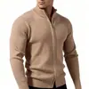 Nueva colección Otoño/Invierno 2026: Suéter de punto abierto para hombre estilo europeo y americano con cuello alto, una prenda de punto moderna y casual para hombres jóvenes