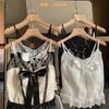 2025 Nuevo Estilo Francés Encaje Contraste Encaje Hermosa Espalda Costuras Únicas Sexy Sujetador sin Uso Camisola Exterior Chaleco
