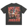 Camiseta lavada y desgastada transfronteriza de 250 g, talla grande, marca de moda retro, de algodón puro europeo y americano, para hombre y mujer, con hombros caídos, manga media suelta