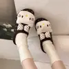 Nuevas Zapatillas de Algodón Estilo Coreano Dibujos Animados Gatito Otoño/Invierno 2026 Mujer Más Terciopelo Cálido Niñas Lunares Zapatillas de Algodón
