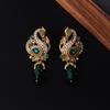 Pendientes Elegantes de Cisne Vintage Pendientes Retro de Palacio de Lujo Ligero con Aspecto Antiguo Pendientes Artísticos de Gama Alta Incrustados con Diamantes
