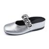 Sandalias Baotou de Nuevo Estilo para Mujer para Usar Afuera en Verano, Zapatos Cuadrados de Punta Alta para Mujer de Gama Alta y Elegantes, Zapatos Mary Jane Plateados