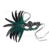 Baile de Máscaras de Halloween Máscara para Adulto Color Degradado Sexy Pluma Pedrería Incrustada Encaje Máscara para Ojos de Media Cara Accesorio de Fiesta