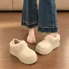 Sapatos estilo Birkenstock, de sola grossa, que aumentam a altura, forrados de fleece, quentes, para todas as ocasiões, conversíveis em sapatos fofos de algodão, sapatos femininos, novas botas de neve de inverno 2026