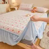 Saia de Cama e Colcha Classe A Dois em Um Colcha de Leite para Outono e Inverno Saia de Cama Espessa Quente Antiderrapante Conjunto de Três Peças