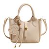 Bolsa Balde Simples de Mão Estilo Coreano 2026 Nova Moda Primavera Padrão Lichia Bolsa Feminina Bolsa Transversal de Alto Padrão