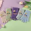 Guantes Infantiles Otoño e Invierno Lindo Pollito Guantes de Dedos 5-11 Años Bebé Dibujos Animados Cálidos Guantes Tejidos para Niños y Niñas
