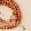 Pulsera Circular Múltiple de Ciprés Natural 6mm DIY Bolsa de la Fortuna de Jade Rosa Pulsera Artística Suave Envolvente para Mujer Venta al por Mayor desde el Fabricante