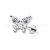 Brincos de Liga de Cobre Incrustados com Zircônia Pregos para Orelha Borboleta Titânio G23 Joias para Piercing Moda de Luxo Acessível Unhas para Lábio