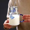 Taza de Agua Tridimensional de Vidrio de Borosilicato Transfronteriza Taza con Popote de Mariposa Taza de Leche Taza de Vidrio Transparente Taza de Jugo de Una Sola Capa