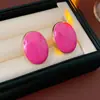 Pendientes Retro Vintage con Aguja de Plata Gota de Aceite Ovalados Clásicos Pendientes Versátiles de Gama Alta Simples Elegantes