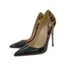 Venta al por mayor de comercio exterior Moda europea y americana color degradado Tacón fino puntiagudo de 12 cm Zapatos de piel suave para mujer Estampado de leopardo Zapatos de moda para mujer