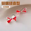 Moda doce fofa namoradas menina brincos temperamento coreano gota cola brincos de laço vermelho brincos joias de orelha