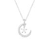 Collar de Estrella y Luna Full Diamond de Singapur para Mujer Estilo Mori Coreano Diseño de Nicho Cadena para Clavícula de Gama Alta Recomendado en Little Red Book