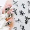 Joyería de uñas tejida a crochet metal de aleación estilo retro oscuro cruz amor personalidad calavera decoración de uñas