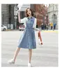 Elegante y Moderno Vestido de Mezclilla Patchwork para Mujer, Nuevo Verano 2025 Moda Coreana Holgado Casual Vestido de Mezclilla