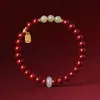 Pulsera de Cinnabar Púrpura y Oro Arena Estilo Montaña Putuo, Pulsera para Atraer Riqueza, Buena Suerte y Protección, Joyería de Cuentas Pulidas al por Mayor
