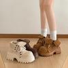 Botas Martin Estilo Británico para Aumentar Altura para Mujeres Bajitas, Nuevas Otoño e Invierno 2026 Botines Cortos Gruesos Adelgazantes con Tacón Grueso Retro