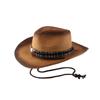 Sombrero de vaquero occidental de alero grande de moda de comercio exterior europeo y americano para mujer, sombrero de paja con protección solar y cabeza de vaca rizada para primavera y verano.