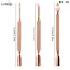 Conjunto de Ferramentas de Manicure Transfronteiriço Aço Inoxidável Ouro Rosa Tesoura para Pele Morta Empurrador de Contorno de Ponta Dupla Remoção de Unhas Empurrador de Aço Conjunto de 4 Peças