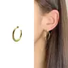 Brincos Argola Bicolor Dourado e Prateado Estilo Minimalista, Disponíveis em Tamanhos Grande e Pequeno, Brincos C-Shaped de Superfície Lisa, Brincos Simples e Versáteis para o Dia a Dia