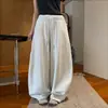 Pantalones largos de retazos curvos adelgazantes con cordón estilo coreano para mujer, nuevos pantalones de pierna ancha tipo globo de cintura alta holgados versátiles