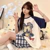 Pijama de Verano para Mujer, Shorts de Manga Corta, Delgado, Dibujos Animados, Lindo, Tallas Grandes, Ropa de Verano para Niñas, Conjunto de Ropa para el Hogar que se Puede Usar Afuera en Verano