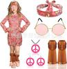 60 s 70 s traje de roupa hippie infantil Vestido boêmio Vestido com faixa de cabeça hippie