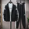 Traje Casual Transfronterizo para Hombre Primavera y Otoño Ropa Deportiva Conjunto de Dos Piezas Moda Coreana Chaqueta Abrigo Tendencia en Vivo