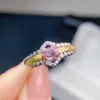 Anillo Popular de Zafiro Rosa Natural al por Mayor de Fábrica Plata S925 Incrustado Piedra Principal 4*6 Venta Caliente Europeo y Americano Dropshipping