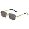 Gafas de Sol Sin Montura con Corte de Diamante Europeas y Americanas para Hombre, Patillas Fashionables con Forma de Serpiente, Gafas de Sol de Gama Alta Ultra-Claras al por Mayor