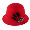 Chapéu de Outono para Mulheres Estilo Coreano Cor Pura Chapéu Balde de Lã Chapéu Decorativo com Laço Chapéu de Lã Chapéu da Moda