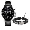 Regalo transfronterizo de tres piezas, reloj de cuarzo de moda con correa, caja de regalo de negocios, reloj práctico para hombre, día del padre, amante