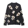 Moda Femenina Nueva Otoño e Invierno Estilo Europeo y Americano Comercio Exterior Jacquard Floral Tejido Suelto Cárdigan Suéter Abrigo