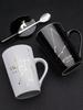 Taza A6L Doce Constelaciones Taza de Cerámica Personalizada con Tapa y Cuchara Taza de Agua para Pareja de Hogar para Niños Café de Gran Capacidad