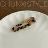 Corea del Sur temperamento chic nicho único color marrón oscuro verde menta pinza de pico de pato Liu pinza para el pelo de la costa estampado de leopardo combinación transfronteriza