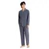 Cárdigan de punto para hombre con ribete de concha, pijama de manga larga, grosor medio, algodón puro, conjunto de ropa para el hogar, estilo casual de pareja, otoño invierno