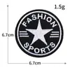No. 23 Marca Chaozhou Ropa Bordado por Computadora Tela Bordada Pegatinas para Bordar Sin Costuras Estrella de Cinco Puntas Patrón de Logo Redondo Parches para Ropa Pegatinas